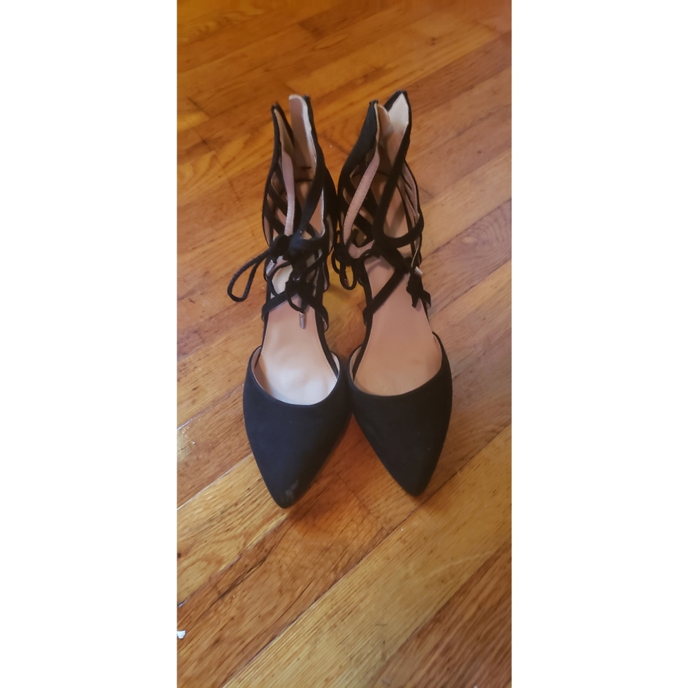 Black suede heels